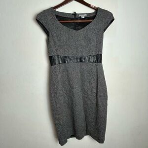 H&M Gray Midi Dress with Black Waistband